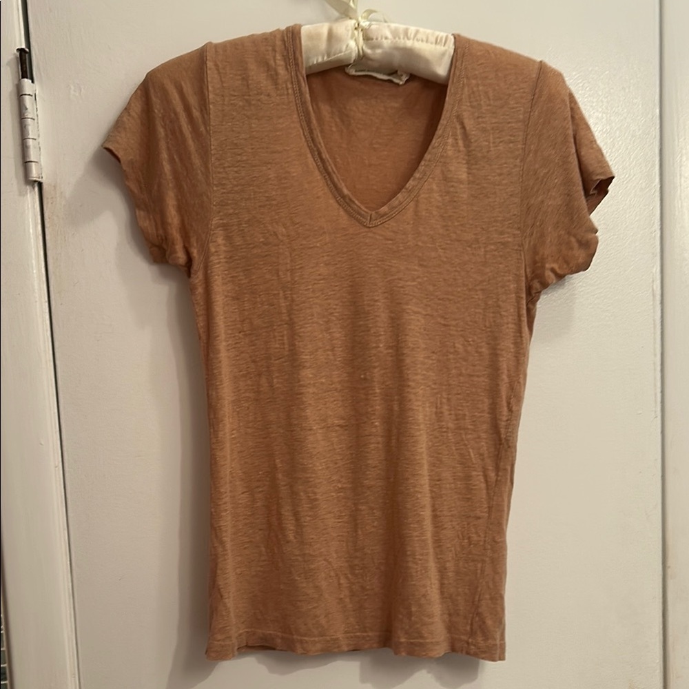 Isabel Marant Brown Fitted V-Neck Tee